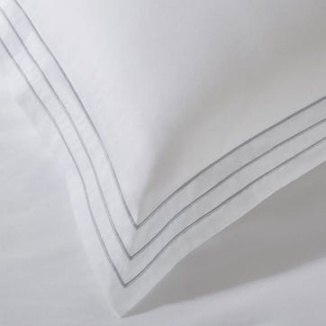 Faro Tencel Cotton, Standard Oxford Pillowcase, White/Silver