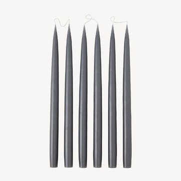 Set of 6 Tapered Dinner Candles H35cm, Slate Grey
