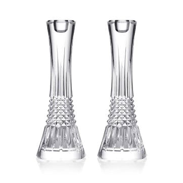 Lismore Diamond  Set of 2 Candlesticks 25cm, Clear