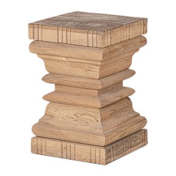 Disha Carved Mango Wood Side Table, Natural