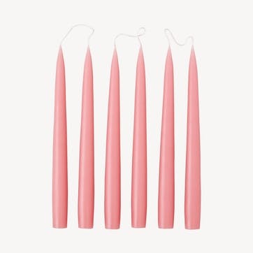 Set of 6 Tapered Dinner Candles H25cm, Vintage Rose