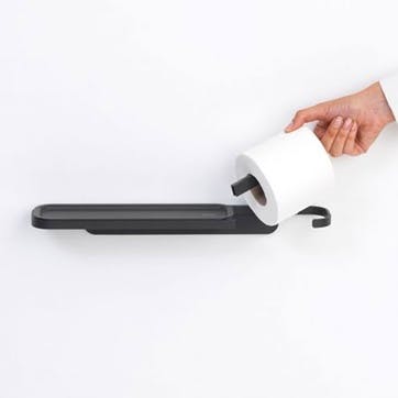 MindSet Toilet Roll Holder with Shelf , Mineral Infinite Grey