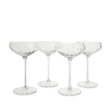 Pembroke Set of 4 Champagne Coupes, Clear