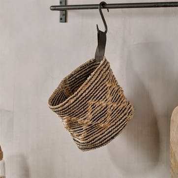 Mannu Cotton & Hemp Wall Hung Basket, Natural & Black