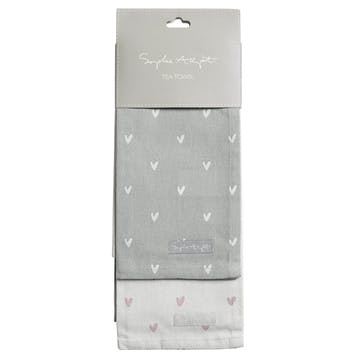 'Hearts' Tea Towels, Set Of 2