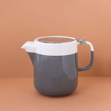 Barcelona Ceramic Two Cup Teapot 420ml, Cool Grey