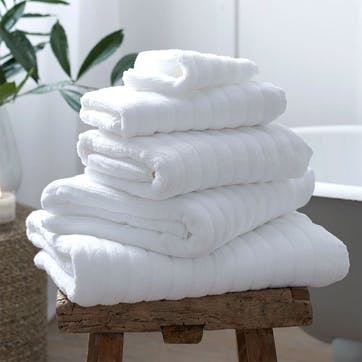 Hydrocotton Ribbed Towel, Bath Sheet, White