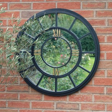 Outdoor Clock Mirror 80cm, Black