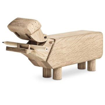 Hippo Wooden Figurine, Oak