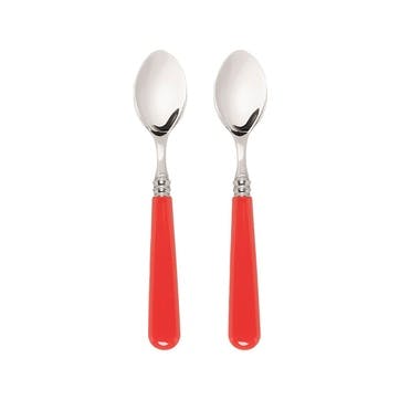 Set of 2 Teaspoons, Classic Red