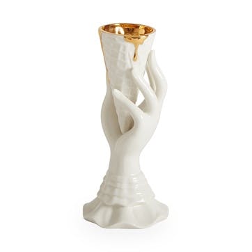 Gilded Muse I-Scream Vase, White, H18 x D7cm