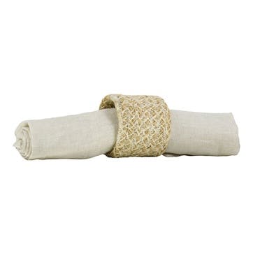 Jute Set of 4 Napkin Rings H5 x D5cm, Pearl White