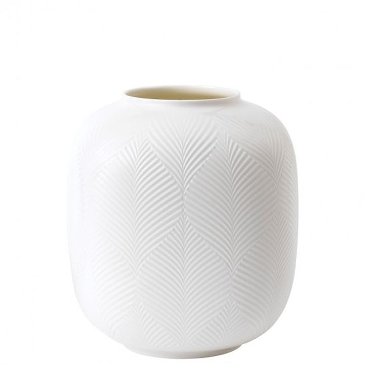 White Folia Round Vase, 21cm