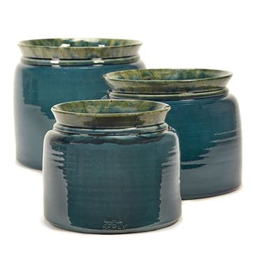 Glazed Reactive Flower Pot H26cm, Blue