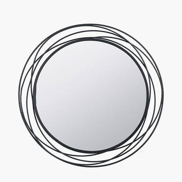 Swirl Round Wall Mirror D90cm, Black