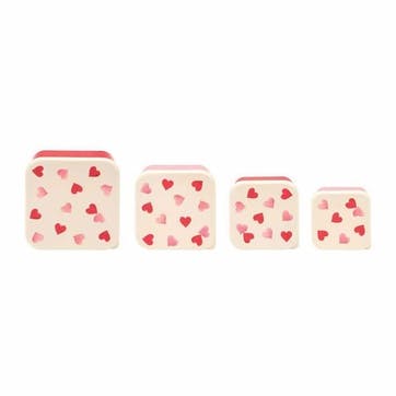 Pink Hearts Set 4 Snack Tubs