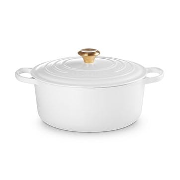 Cast Iron Round Casserole, 28cm, White