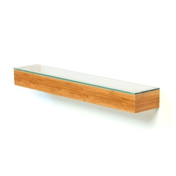 Wall shelf, H5 x W55 x D9.5cm, Wireworks, Slimline, bamboo/glass