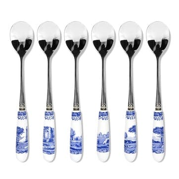 Blue Italian Tea Spoons, Set of 6