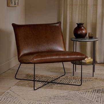 Kavshi Oversized Leather Lounger, Chocolate Brown