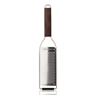 Fine grater, Microplane, Master Series, stainless steel, walnut wood