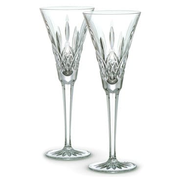 Pair of toasting flutes, Waterford Crystal, Lismore