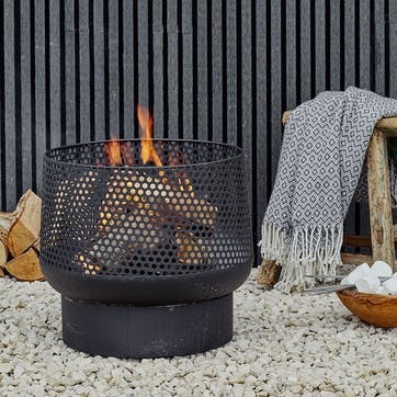 Outdoor Buttermere Basket Fire Pit W40cm, Black