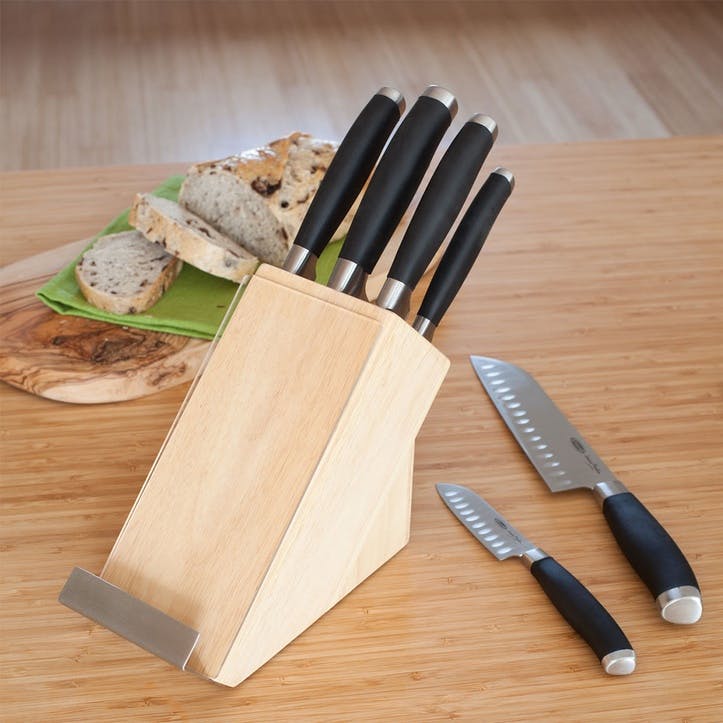 5 Piece Knife Block Set, Natural