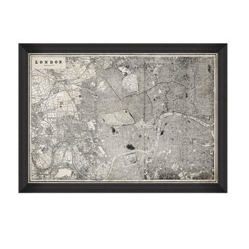 London Map, Black Framed Print,100 x 70cm