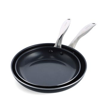 Royal Ceramic Non Stick 2 Piece Frying Pan Set, Black