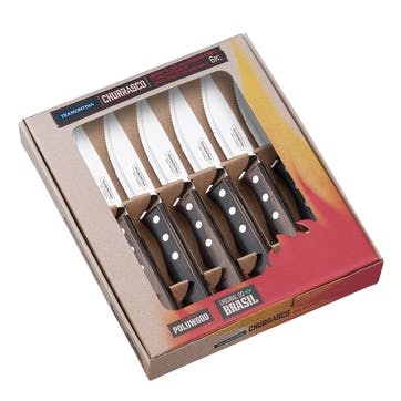 Jumbo Steak Knives Set, 6 Piece, Brown