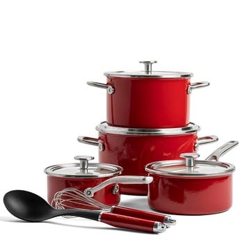 Steel Core Enamel 10 Piece Cookware Set , Empire Red