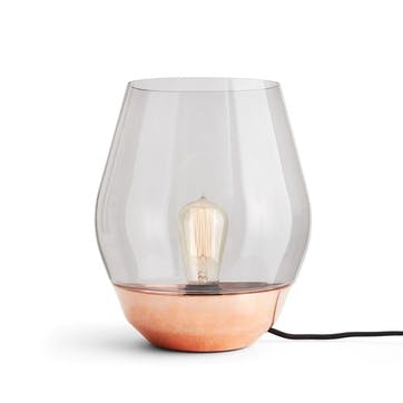 Bowl, Table Lamp, D25cm, Copper with Smoked Glass