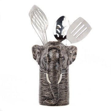 Elephant Utensil Pot H18.5cm Grey