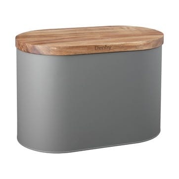 Bread Bin with Acacia Lid, L36 x W20 x D22cm, Grey