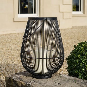 Venere Lantern with Glass Insert H46cm, Black