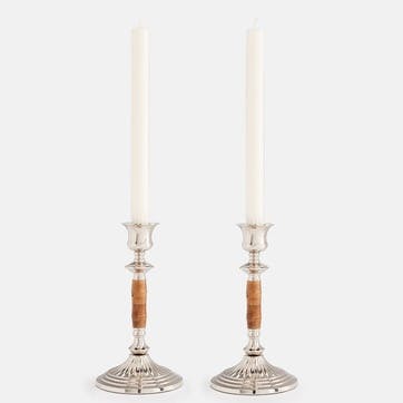 Cheswell, Set of 2 Small Candle Holders, Metallic