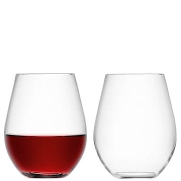 Wine Stemless Red Wine Glasses Set of 2,  530ml, Clear