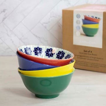 World of Flavours Set of 4 Bowls D15.5cm, Multi