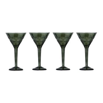 Mila Set of 4 Cocktail Glasses, Dark Emerald