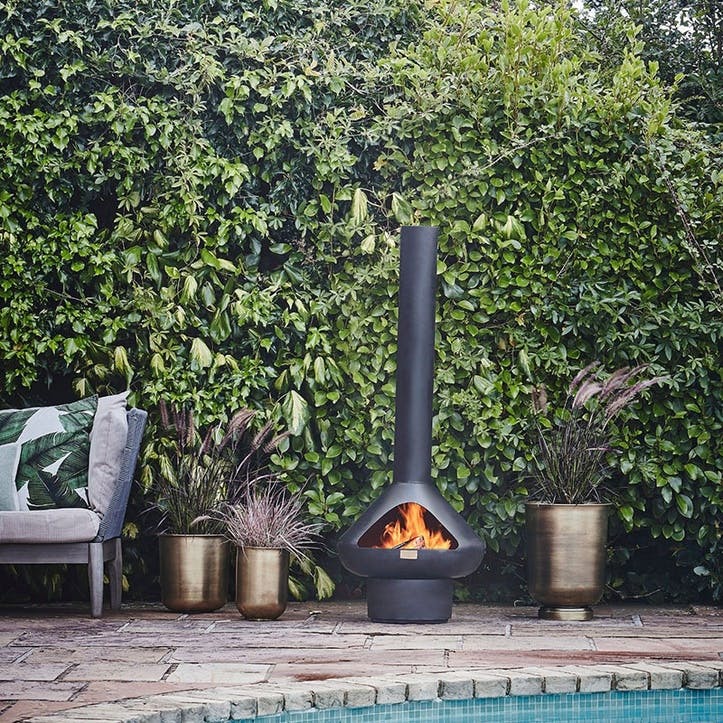 Fornax Outdoor Fireplace H132 x W52cm, Black