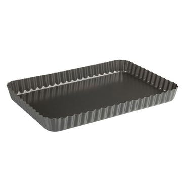 Loose Base Fluted Rectangular Quiche Pan, 31cm, Grey