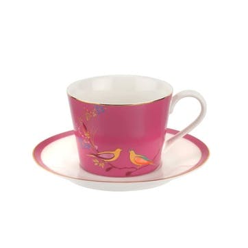 Teacup and saucer, 20cl, Sara Miller London, Chelsea Collection, pink