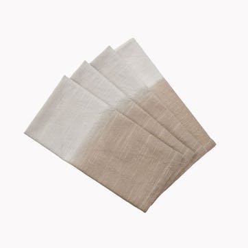 Kiln Set of 4 Ombre Square Napkins 45cm, Natural