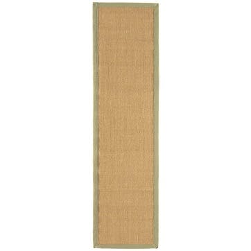 Sisal  linen border runner 68 x 240cm, sage