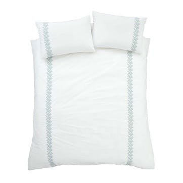 Embroidery Leaf King Duvet Set, White