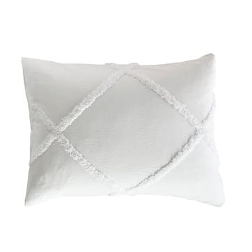 Chenille Lattice Pillow Case, White