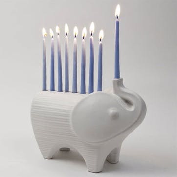 Elephant Menorah, White