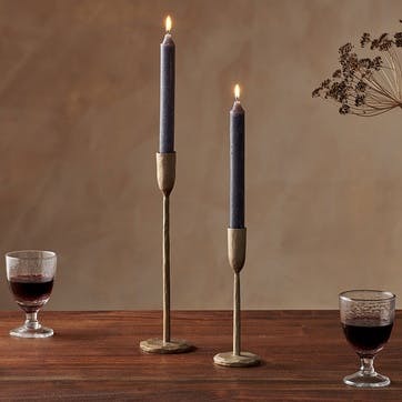 Rustic Set of 2 Dinner Candles H20.5cm, Charcoal