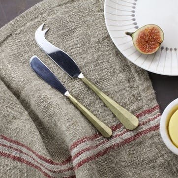 Osko Cheese and Butter Knife Set, Brushed Gold